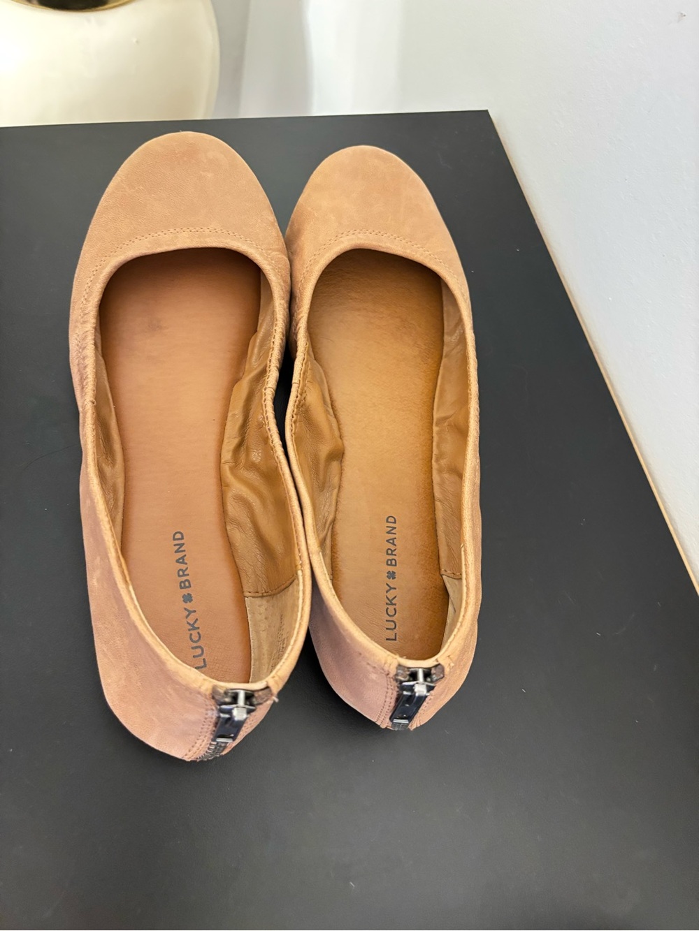 Lucky Brand Women's Cognac Suede Ballet Flats
